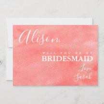 Coral Dreams  Be My Bridesmaid Proposal Card