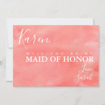 Coral Dreams  Be My Maid of Honour Proposal Card