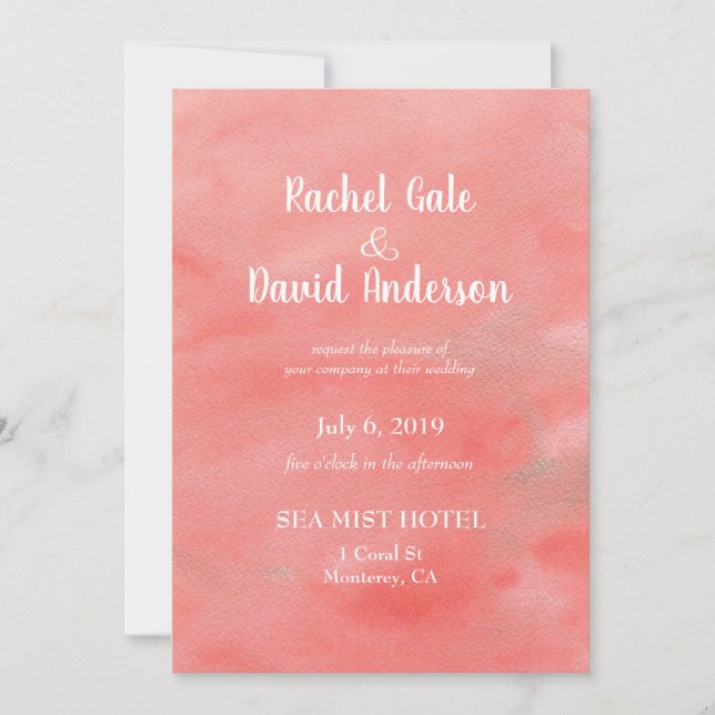 Coral Dreams Watercolor Wedding Invitation (Front)
