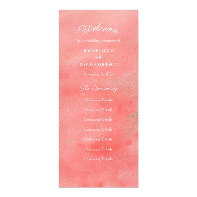 Coral Dreams Wedding Ceremony Program (Front)
