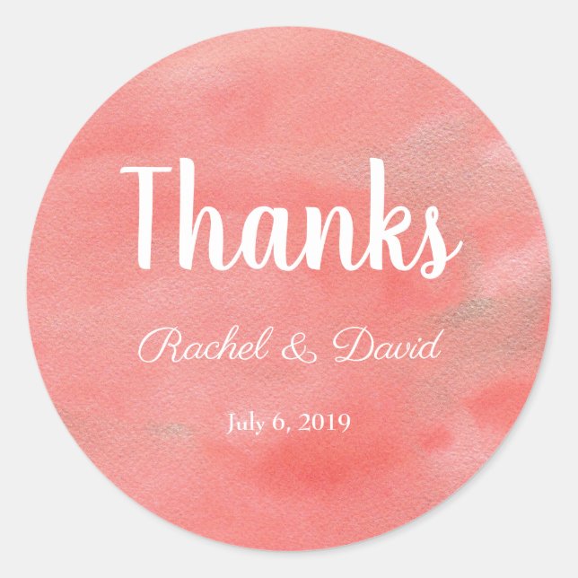 Coral Dreams Wedding Thank You Favour Stickers (Front)