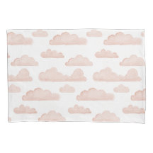 Coral Dreamtime Watercolor Clouds Pillowcase