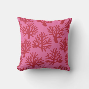 Coral Drift Red Pink Throw Pillow