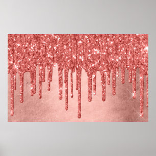 Coral Drip Decor Trendy Metallic Glitter Icing
