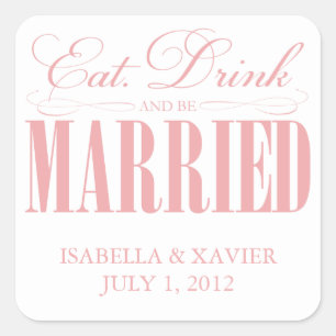 Coral Eat, Drink & Be Married   Stickers
