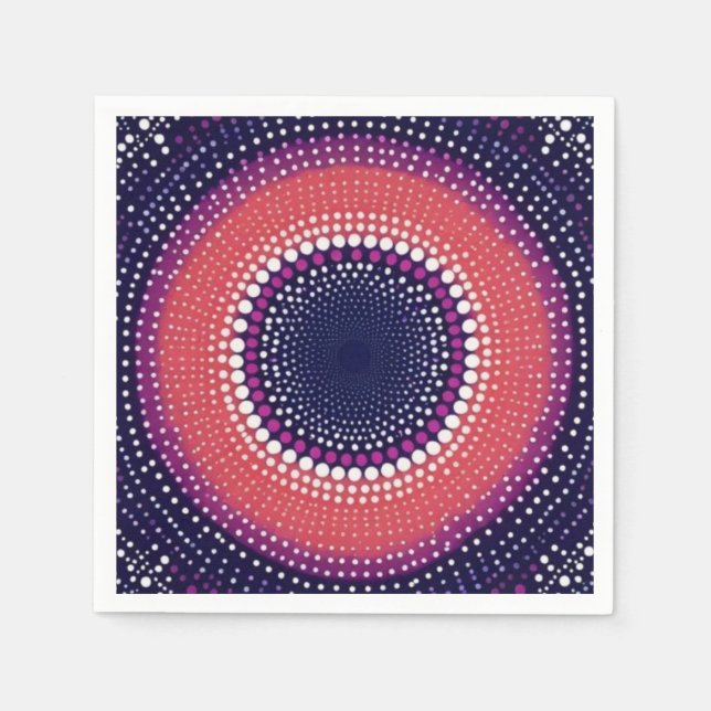 Coral, Eggplant, Magenta, Blue Kaleidoscope Dots Napkin (Front)