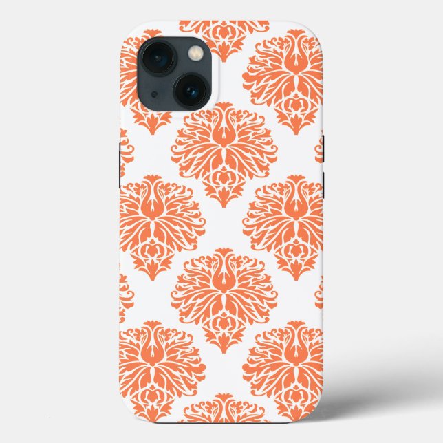 Coral Elegant Damask Case-Mate iPhone Case (Back)