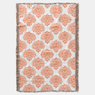 Coral Elegant Damask Throw Blanket