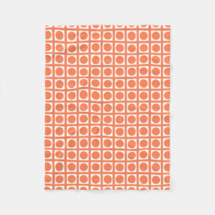Coral Elegant Grid Dots Fleece Blanket