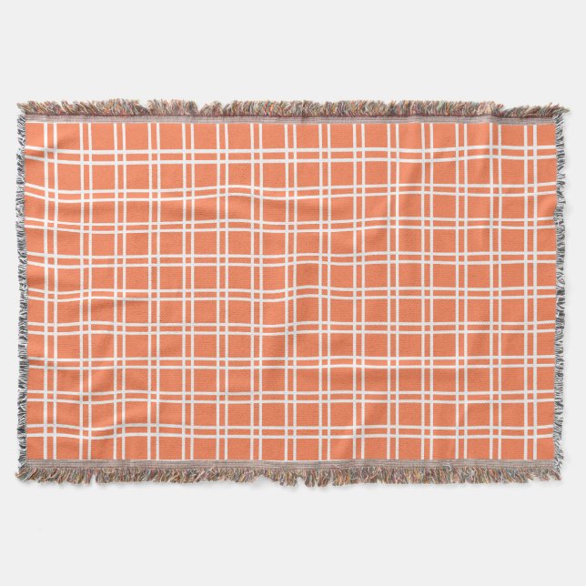 Coral Elegant Lattice at Emporiomoffa Throw Blanket (Front)