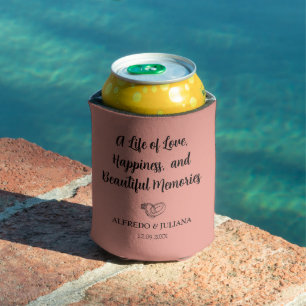Coral Elegant Wedding Cheers to Love Can  Cooler