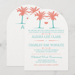Coral et Neo Mint Beach Typographie Invitation