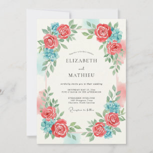 Coral Ethereal Bloom Wedding Invitation