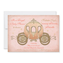 Coral Fairytale Princess Baby Shower Invitations