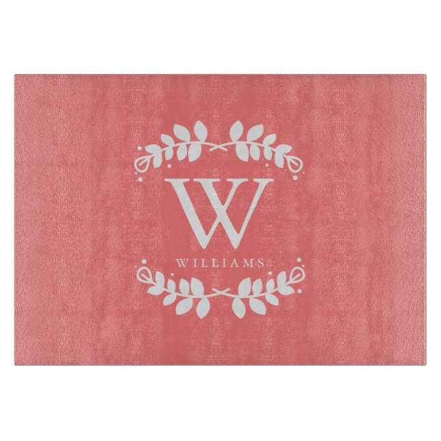 Coral Family Monogram Cutting Board (Front)