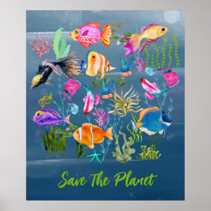 Coral Fish, Blue Ocean Poster