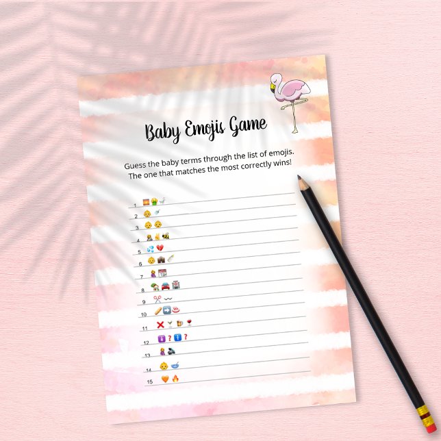 Coral Flamant rose rayé Baby Emojis Carte de jeu (Créateur téléchargé)