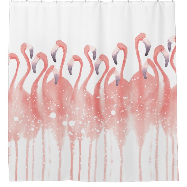 Coral Flamingo shower curtain (Front)