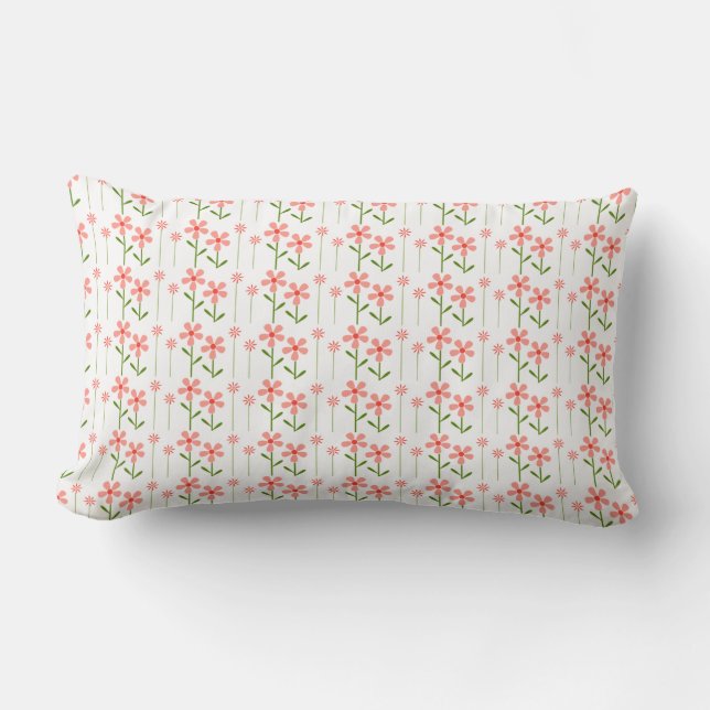 Coral Floral Américain MoJo Lumbar Coussin (Recto)