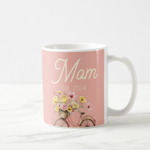 Coral Floral Bike Mom Established Mother's Day Coffee Mug