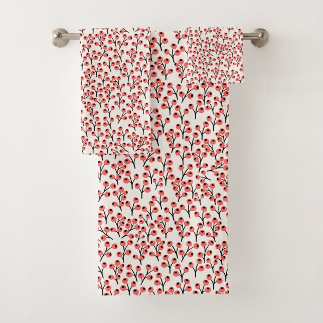 Coral Floral Botanical Bath Towel Set (Insitu)