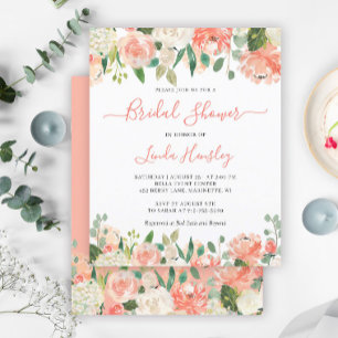 Coral Floral Bridal Shower Invitation