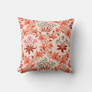 Coral Floral Decor Throw Pillow