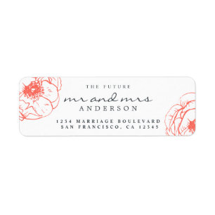 Coral Floral Future Mr Mrs Wedding Return Address