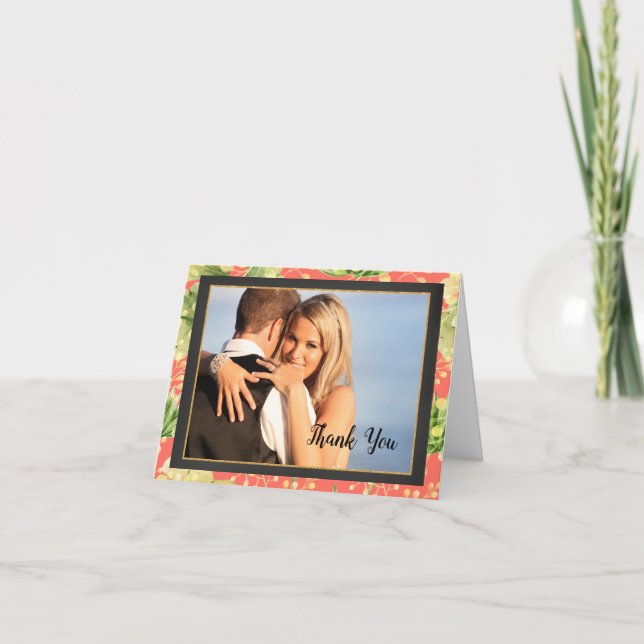 Coral Floral Mariage photo Merci (Devant)