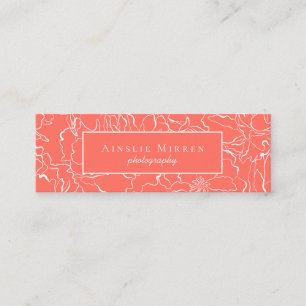 Coral Floral Mini Business Card