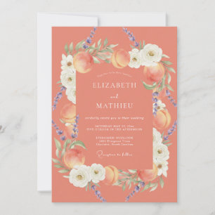 Coral Floral Orchard Wedding Invitation