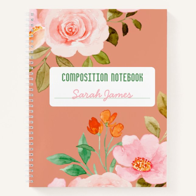 Coral Floral Personalized Composition Journal (Front)