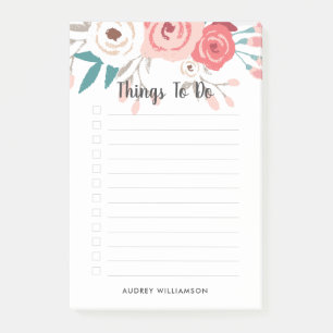 Coral Floral Personalized To Do List Post-it Notes