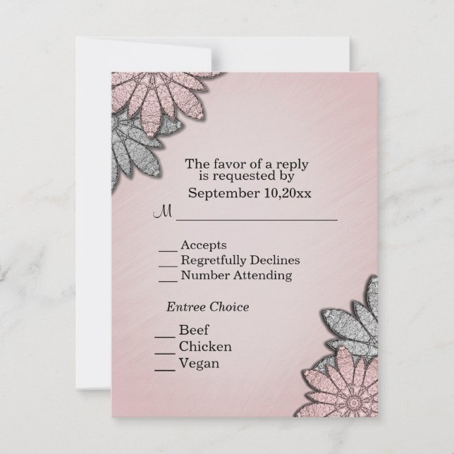 Coral Floral RSVP with Menu Selection Invitation (Front)