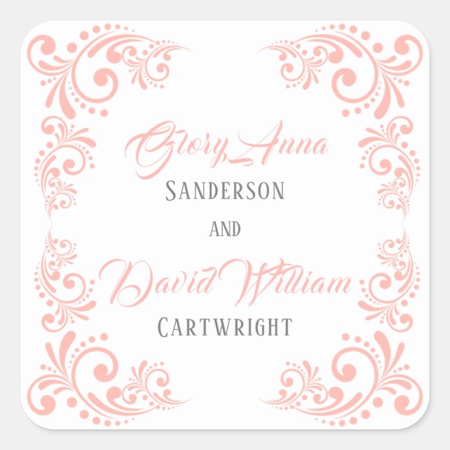 Coral Floral Square Sticker (Front)