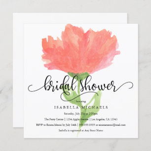 Coral Floral Watercolor Bridal Shower Invite