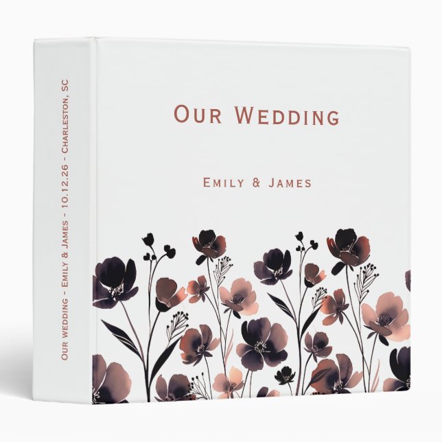 Coral Floral Wedding Binder (Front/Spine)