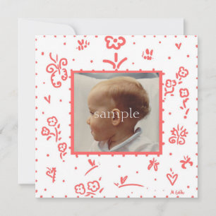 Coral Flower Birth Announcement