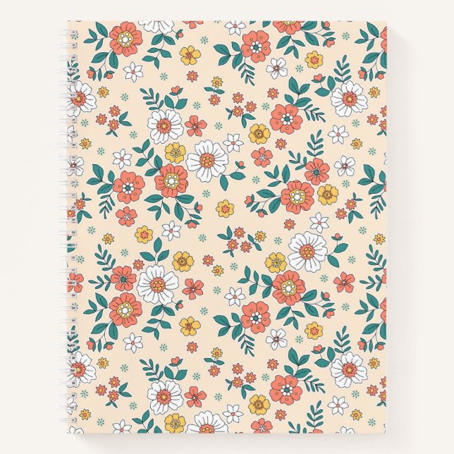 Coral Flower Garden Pattern Notebook (Front)