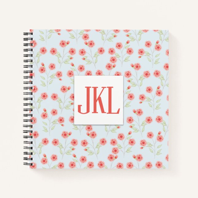 Coral Flower Pattern 8.5" x 8.5" Spiral Notebook (Front)