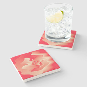 coral flower stone coaster