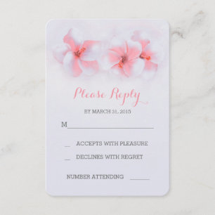 Coral flowers beach wedding RSVP cards