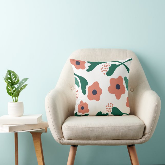 Coral Flowers Pillow (Chair)