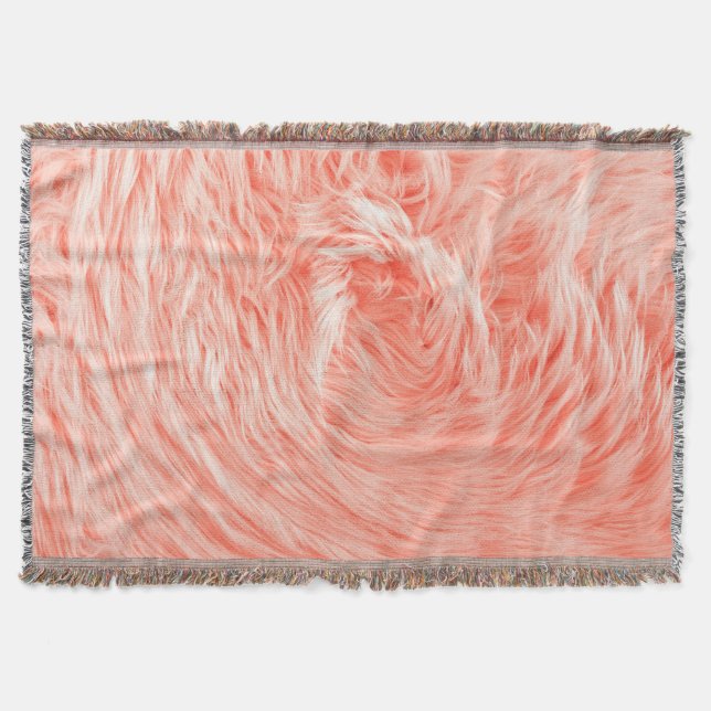 Coral Fluffy Fur: 2019 Trend. Throw Blanket (Front)