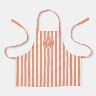 Coral French Beach Stripe Personalized Monogram Apron