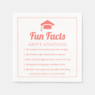 Coral Fun Facts class Of 2022 graduation cap Napkin