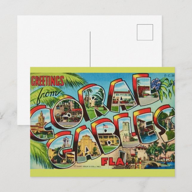 Coral Gables Florida Greeting Postcard (Front/Back)