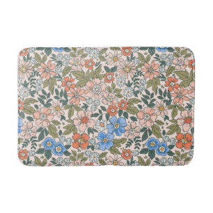 Coral Garden Flower Pattern Bath Mat