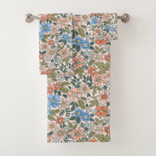 Coral Garden Flower Pattern Bath Towel Set