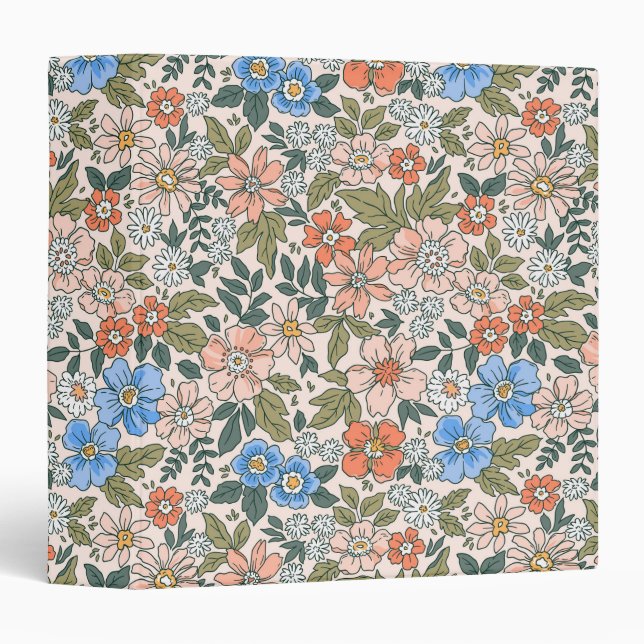 Coral Garden Flower Pattern Binder (Front/Spine)